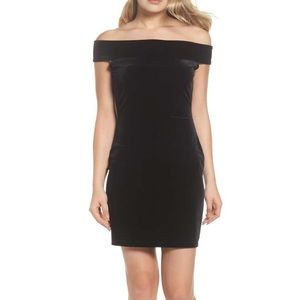 Off shoulder velvet mini dress